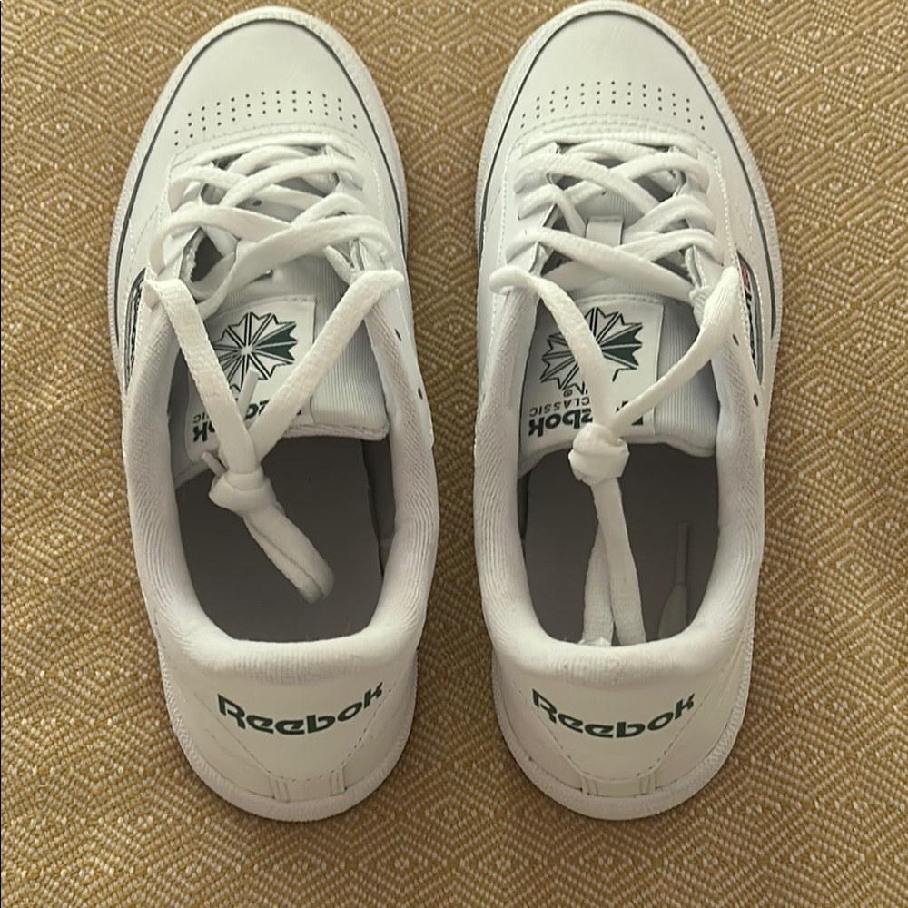 Reebok Classic White Sneakers with Green Accents